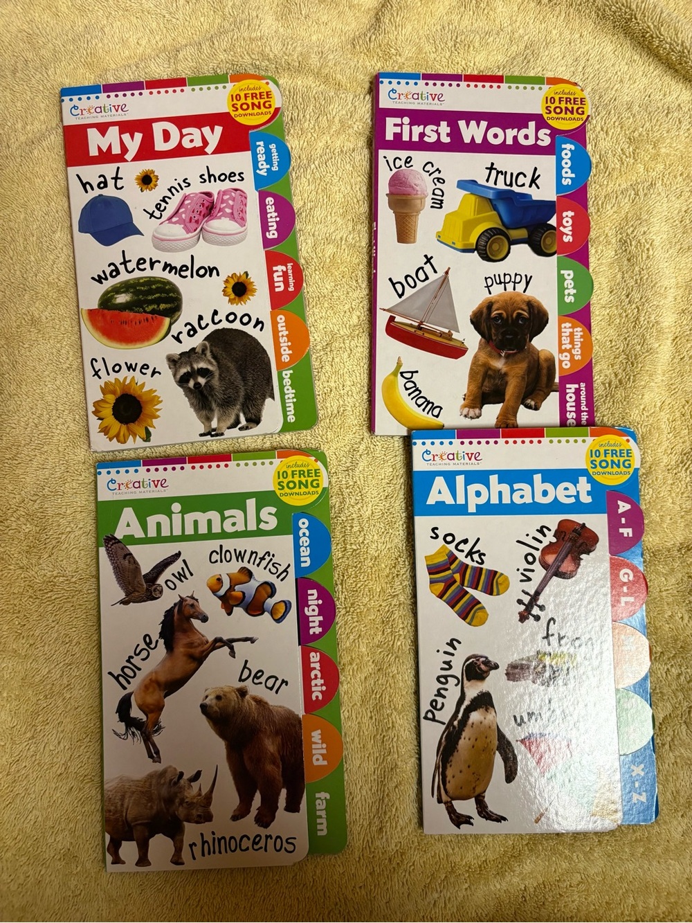 Creative Teaching Materials Board Book Set of 4 Alphabet Animals Words